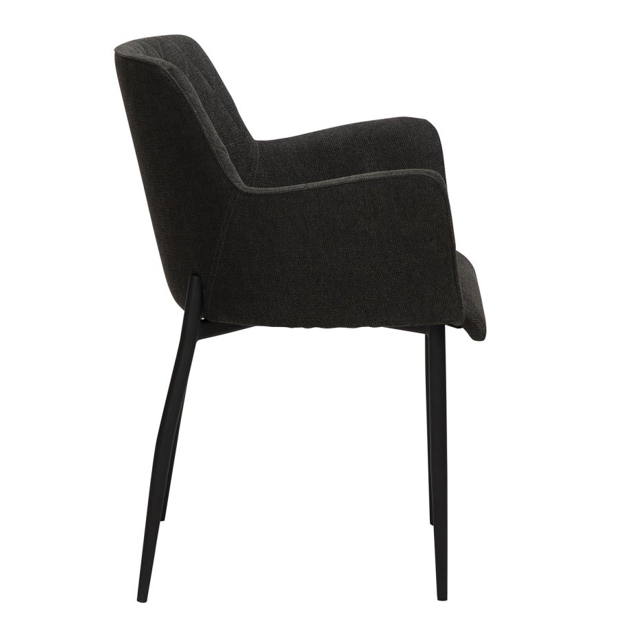 DAN-FORM Rombo lenestol, med armlener - sort stoff og sort stl