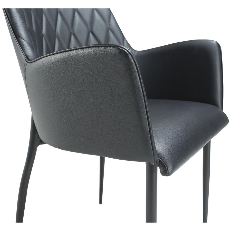 DAN-FORM Rombo lenestol - sort kunstskinn og sort stl