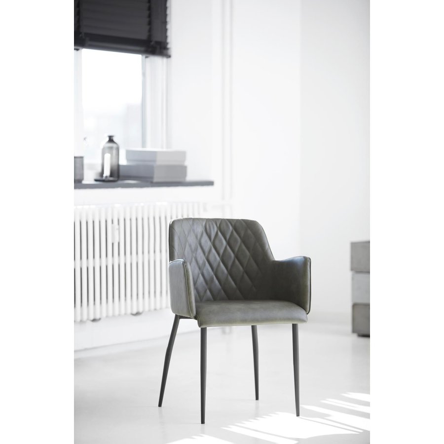 DAN-FORM Rombo Sessel - Vintage grünes Kunstleder und schwarzer Stahl