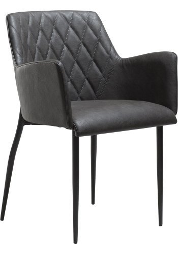 DAN-FORM Rombo Sessel, mit Armlehnen – Vintage-graues Kunstleder und schwarzer Stahl