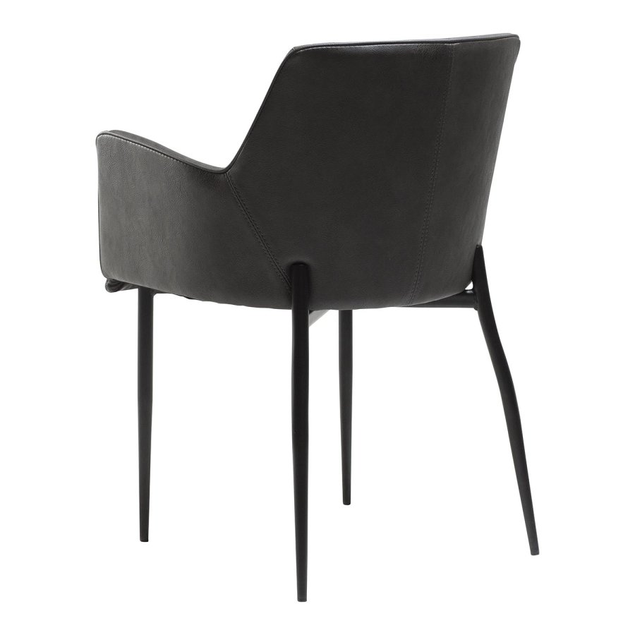 DAN-FORM Rombo Sessel, mit Armlehnen – Vintage-graues Kunstleder und schwarzer Stahl