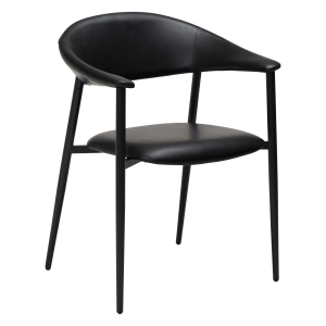 DAN-FORM ROVER spisebordsstol, m. armln - Vintage sort kunstlder og sort metal