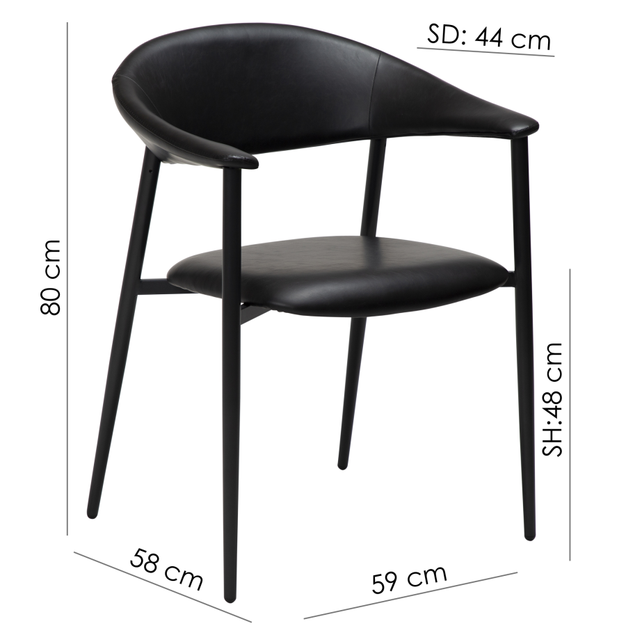 DAN-FORM ROVER Lenestol Vintage svart kunstskinn med svarte ben