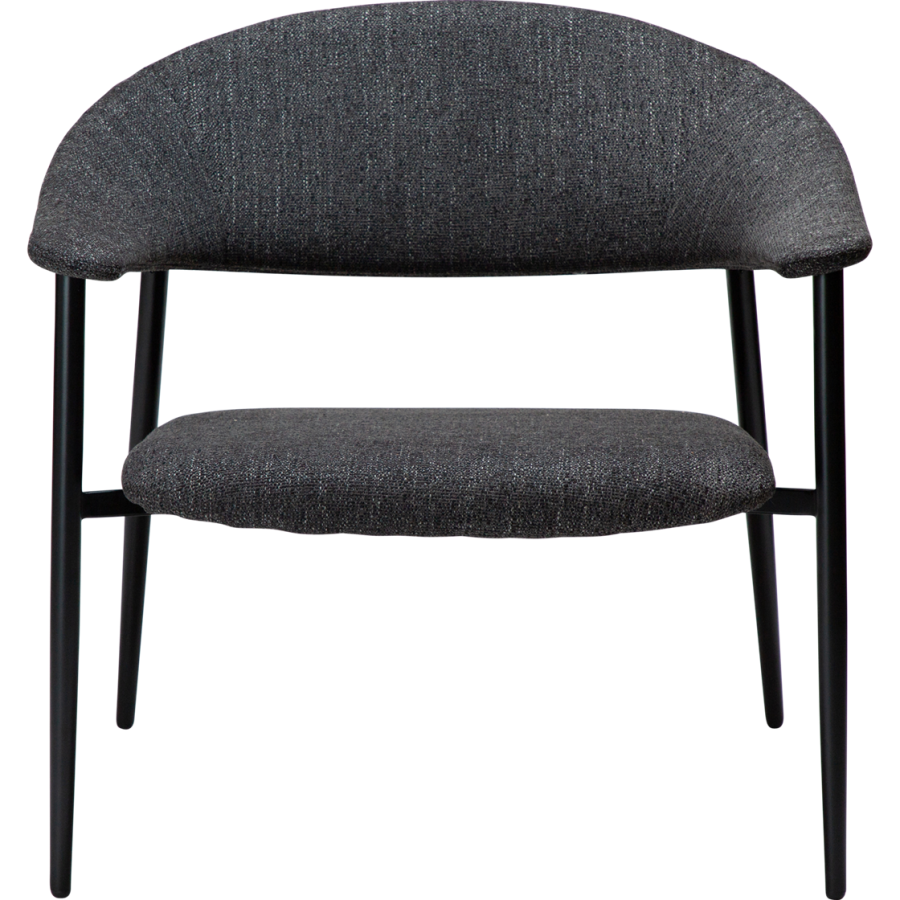 DAN-FORM Rover loungestol, med armlener - svart boucléstoff og sort stl