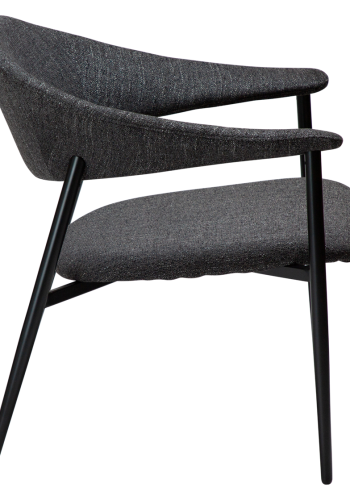 DAN-FORM Rover loungestol, med armlener - svart boucléstoff og sort stl