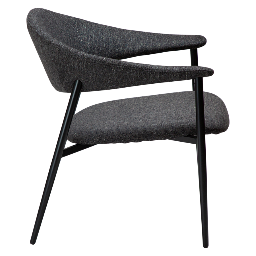 DAN-FORM Rover loungestol, med armlener - svart boucléstoff og sort stl