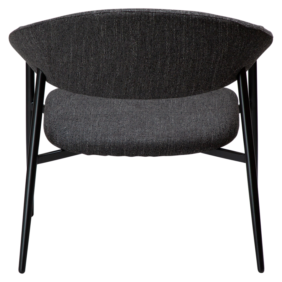 DAN-FORM Rover loungestol, med armlener - svart boucléstoff og sort stl