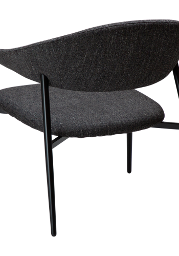 DAN-FORM Rover loungestol, med armlener - svart boucléstoff og sort stl