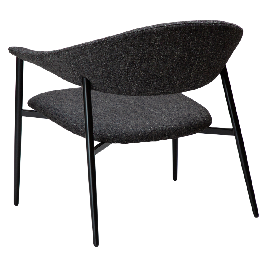 DAN-FORM Rover loungestol, med armlener - svart boucléstoff og sort stl
