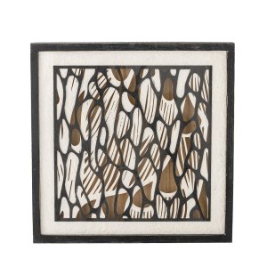 BLOOMINGVILLE Barlin Illustration billede, kvadratisk - papir og sort fyrretr (37,5x37,5)