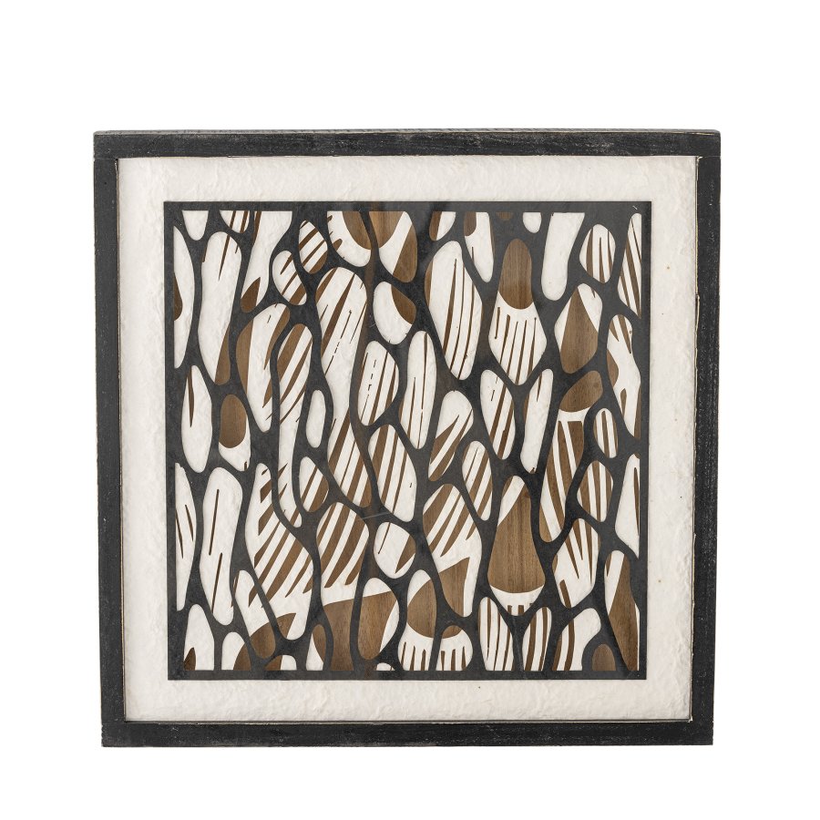 BLOOMINGVILLE Barlin-illustrasjon med ramme, svart, furu