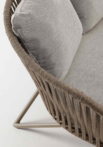 KAVE HOME Branzie sofa - brunt metall og tau, med grbrune puter, 3 pers.