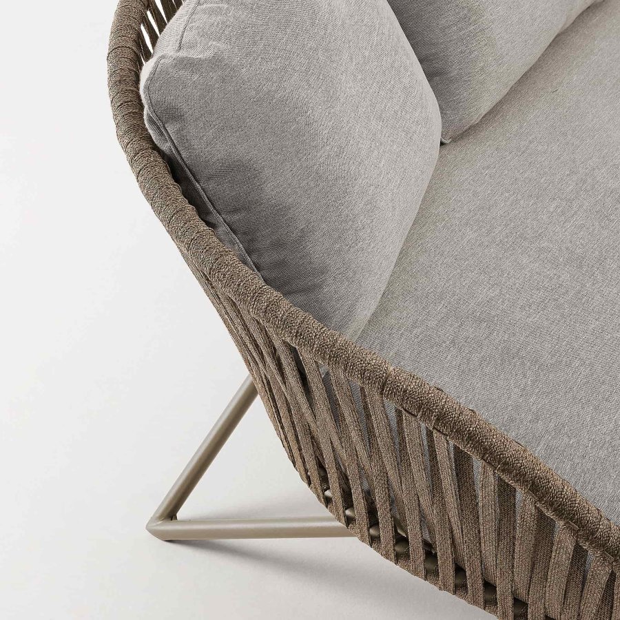 KAVE HOME Branzie sofa - brunt metall og tau, med grbrune puter, 3 pers.