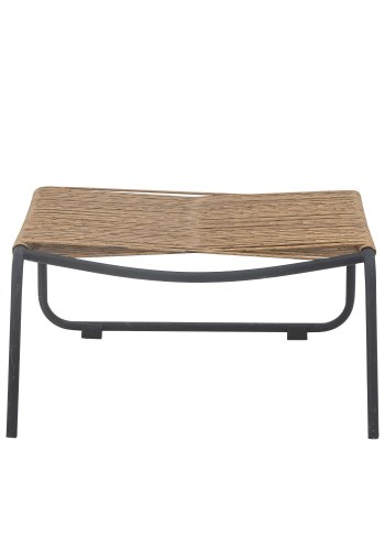 BLOOMINGVILLE Boel Liegestuhl, mit Hocker und Kissen - Naturgeflecht und schwarzes Metall