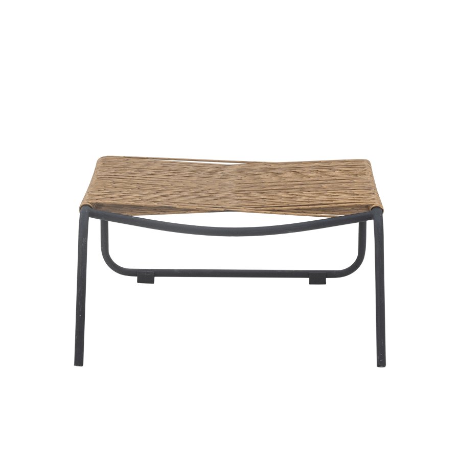 BLOOMINGVILLE Boel Liegestuhl, mit Hocker und Kissen - Naturgeflecht und schwarzes Metall