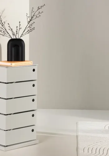 VENTURE DESIGN San Carlos Kommode, m. 5 Schubladen - beigefarbener Stahl
