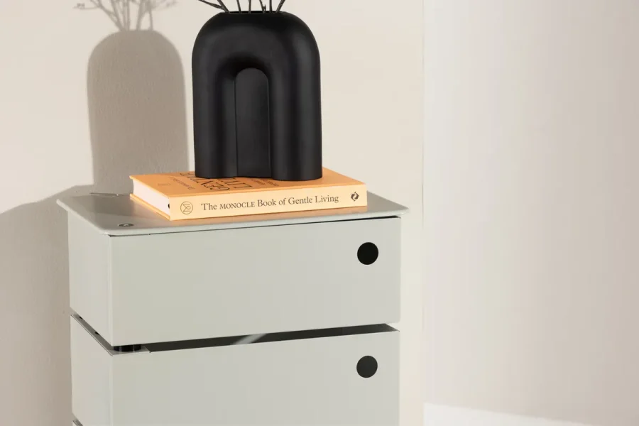 VENTURE DESIGN San Carlos Kommode, m. 5 Schubladen - beigefarbener Stahl