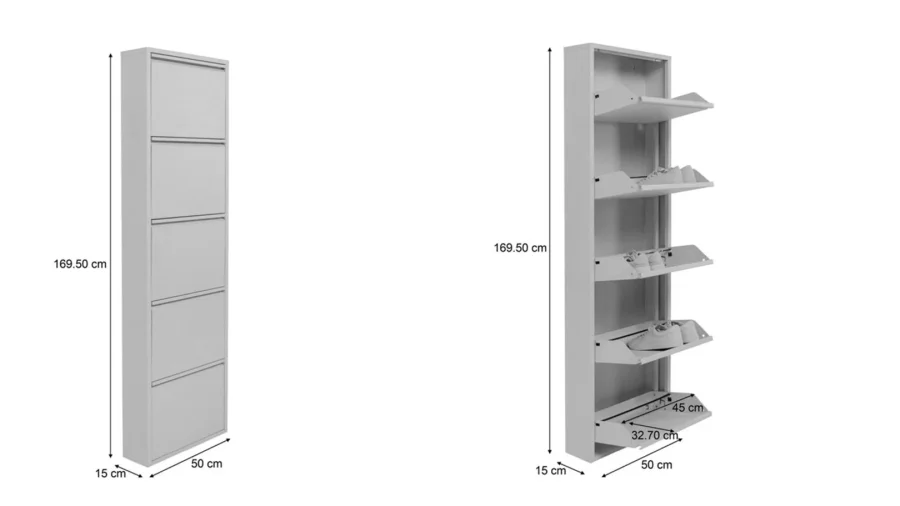 KARE DESIGN Caruso 5 skoskap, m. 5 d�rer - kremst�l (H:173)