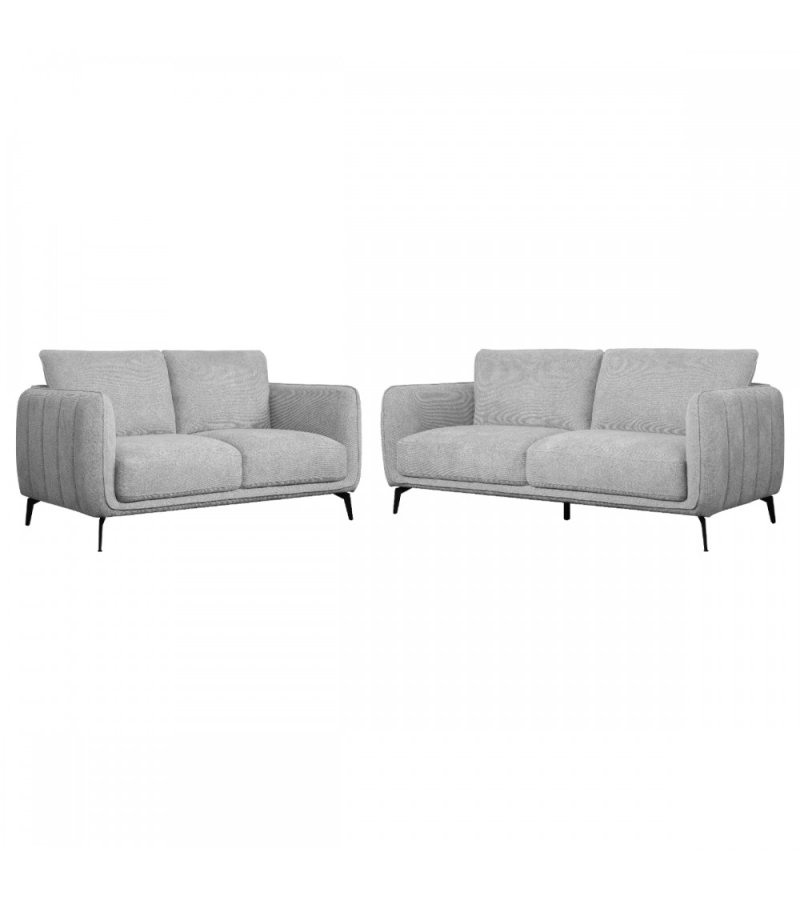 Selena 2-manns sofa - grtt stoff og sort metall