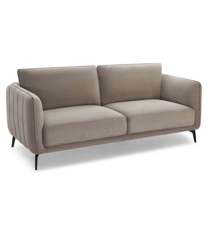 Selena 3-manns sofa - kamelbrunt stoff og sort metall
