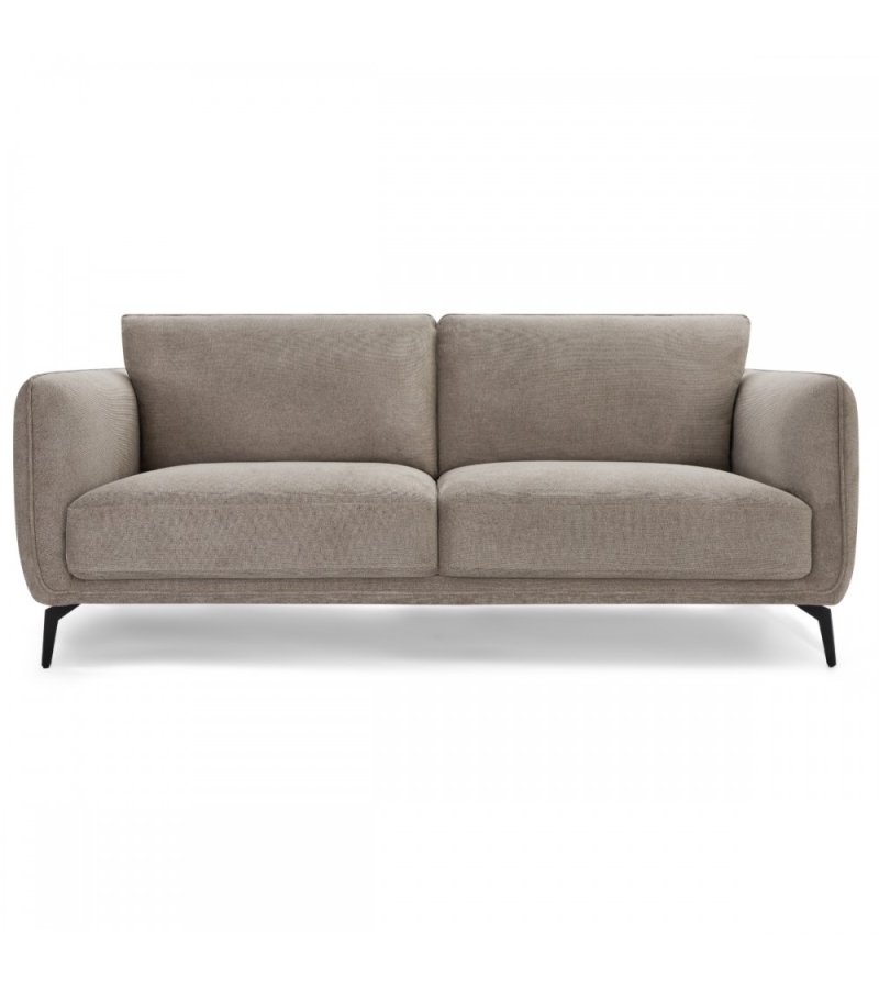 Selena 3-manns sofa - kamelbrunt stoff og sort metall