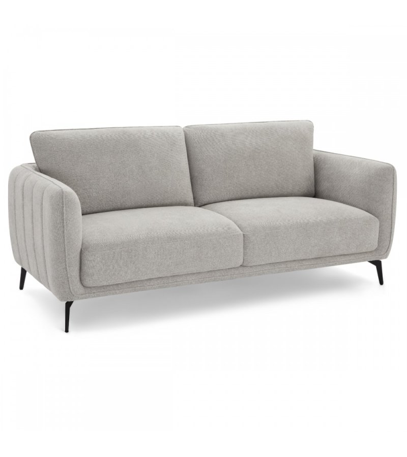 Selena 3-manns sofa - grtt stoff og sort metall