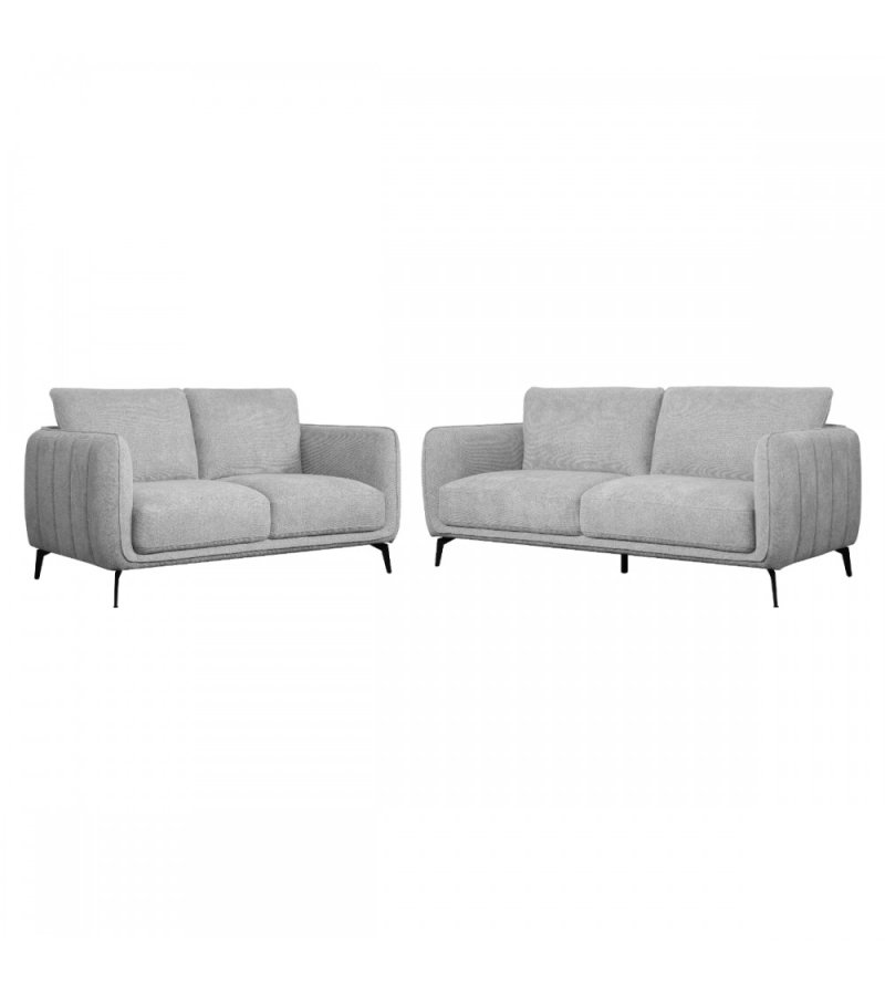 Selena 3-manns sofa - grtt stoff og sort metall