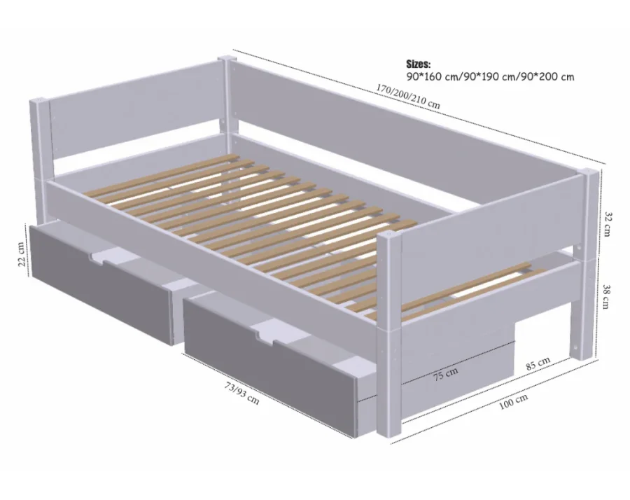 Manis-H Sif Enkels�ng med l�dor - 160 cm - 90x160