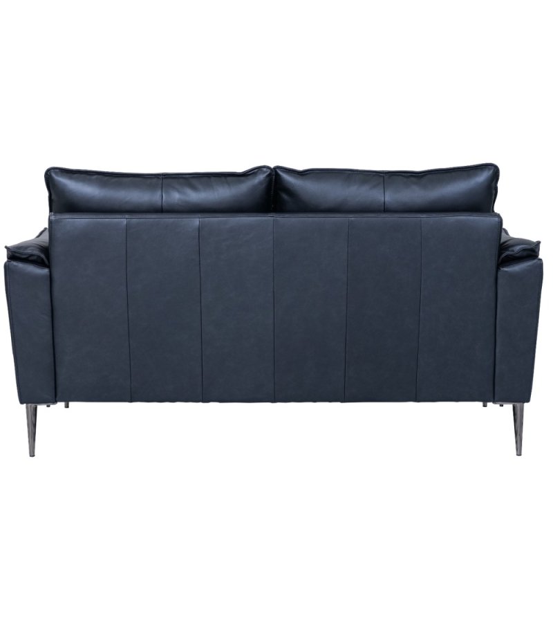 Soul 2-manns sofa - svart semianilinskinn og sort metall