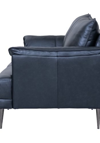 Soul 2-manns sofa - svart semianilinskinn og sort metall