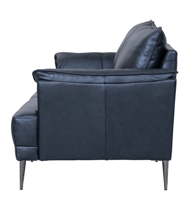 Soul 2-manns sofa - svart semianilinskinn og sort metall