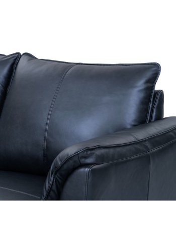 Soul 2-manns sofa - svart semianilinskinn og sort metall