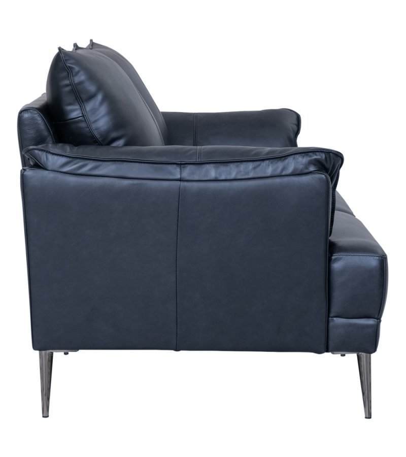 Soul 2-manns sofa - svart semianilinskinn og sort metall