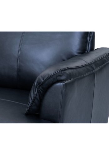 Soul 2-manns sofa - svart semianilinskinn og sort metall