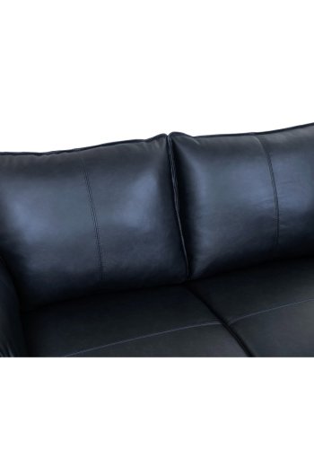 Soul 2-manns sofa - svart semianilinskinn og sort metall