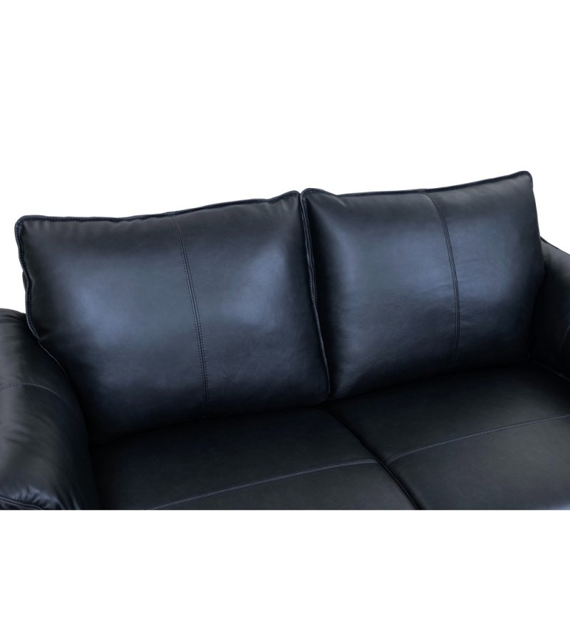 Soul 2-manns sofa - svart semianilinskinn og sort metall