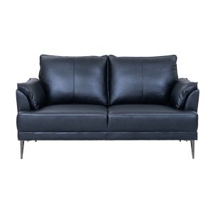 Soul 2-personers soffa - svart semianilinläder och svart metall