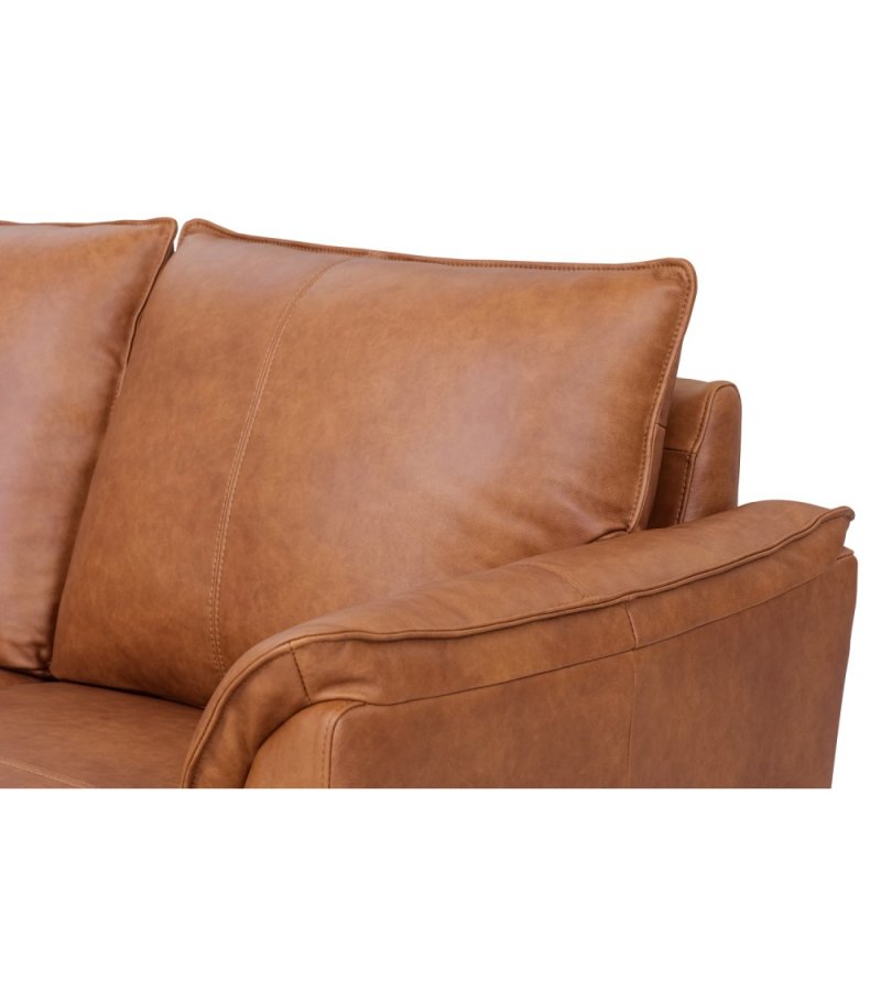 Soul 2-manns sofa - lysebrunt semianilinskinn og sort metall