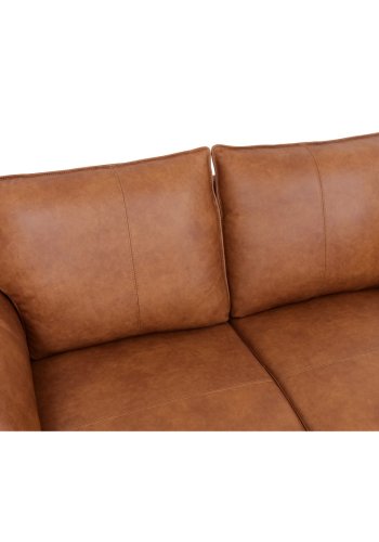 Soul 2-manns sofa - lysebrunt semianilinskinn og sort metall