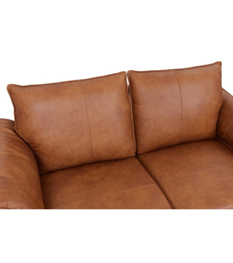 Soul 2-manns sofa - lysebrunt semianilinskinn og sort metall