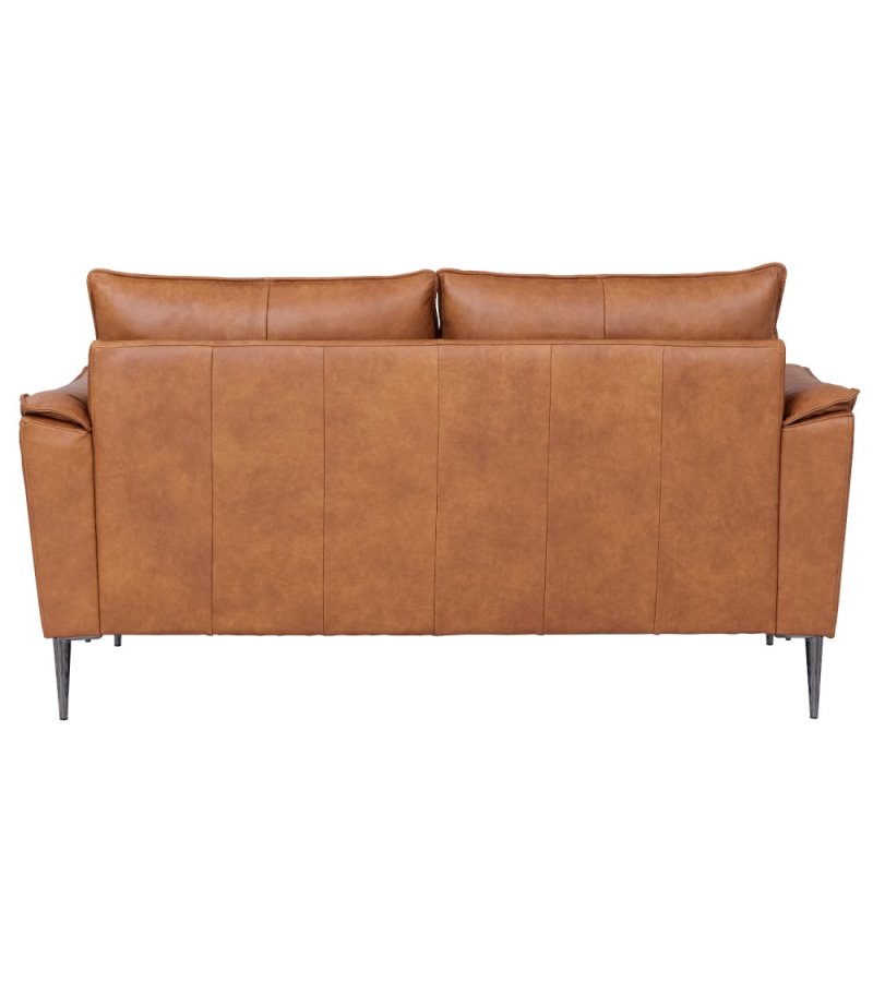 Soul 2-manns sofa - lysebrunt semianilinskinn og sort metall