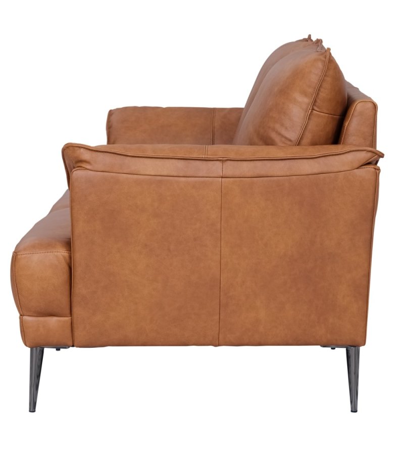 Soul 2-manns sofa - lysebrunt semianilinskinn og sort metall