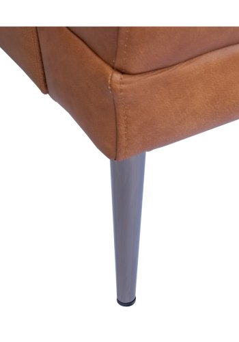 Soul 2-manns sofa - lysebrunt semianilinskinn og sort metall