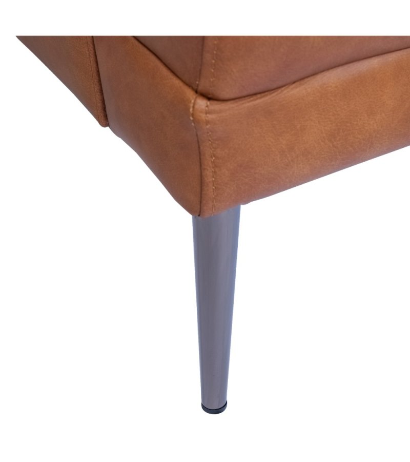 Soul 2-manns sofa - lysebrunt semianilinskinn og sort metall