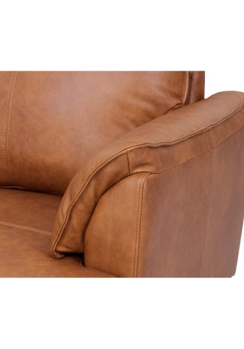 Soul 2-manns sofa - lysebrunt semianilinskinn og sort metall