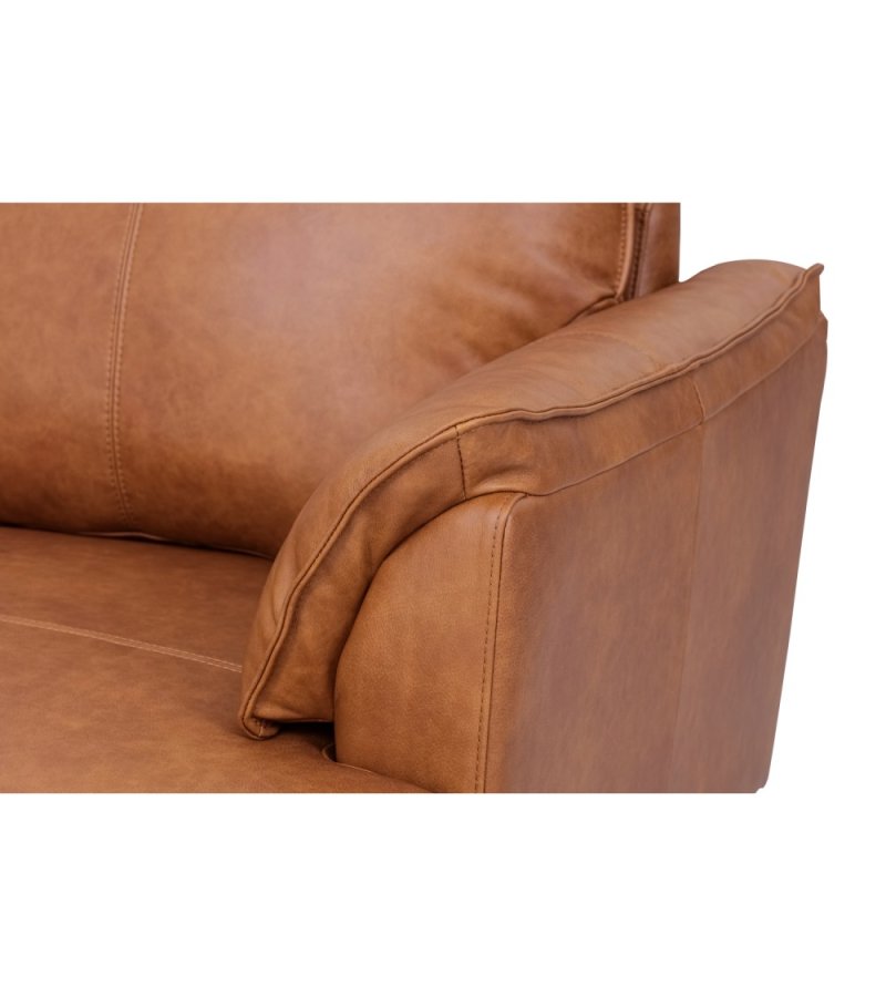 Soul 2-manns sofa - lysebrunt semianilinskinn og sort metall