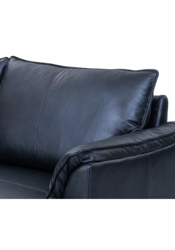 Soul 3-seters sofa - svart semianilinskinn og svart metall