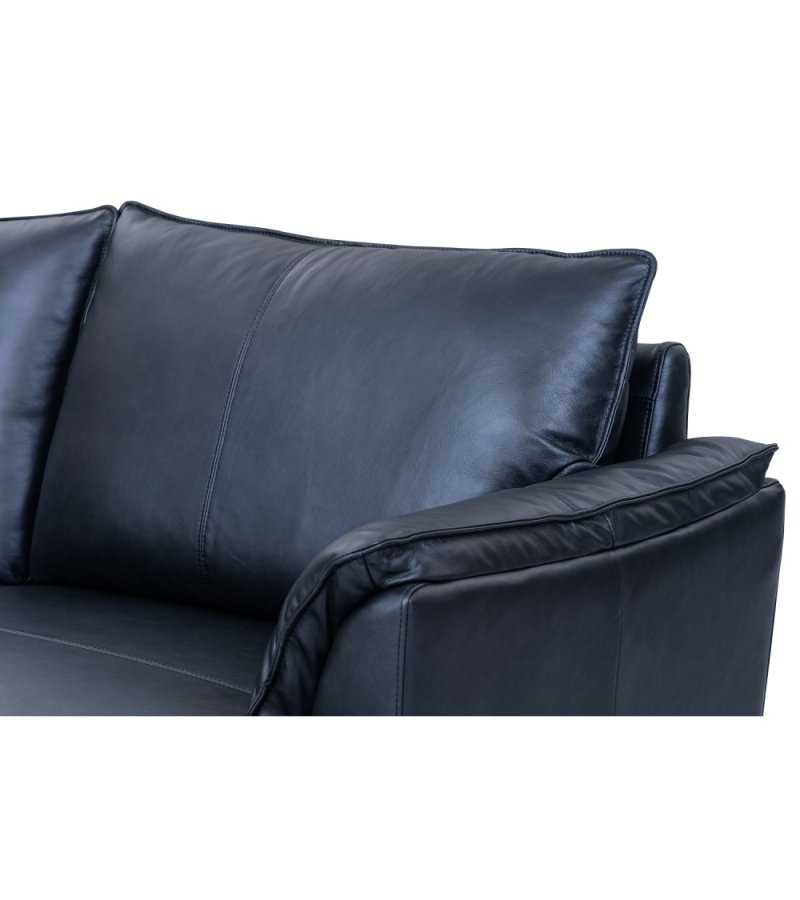 Soul 3-seters sofa - svart semianilinskinn og svart metall