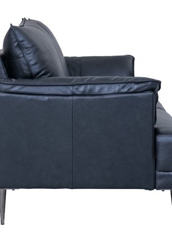Soul 3-seters sofa - svart semianilinskinn og svart metall