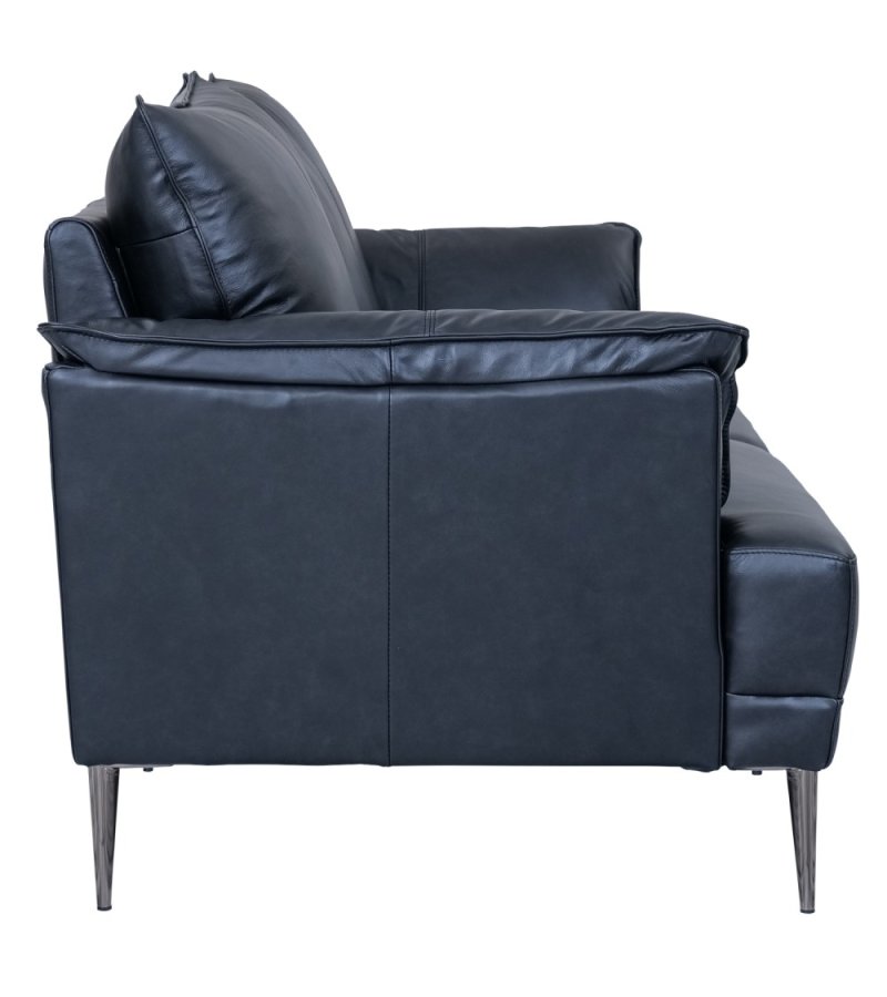 Soul 3-seters sofa - svart semianilinskinn og svart metall